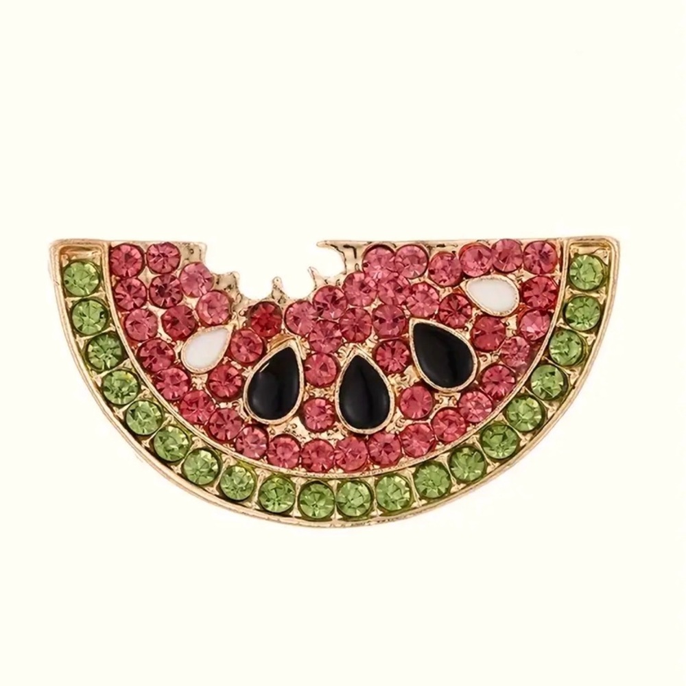 NWOT - Watermelon Slice Brooch with Pink and Green Crystals - Picture 5 of 6